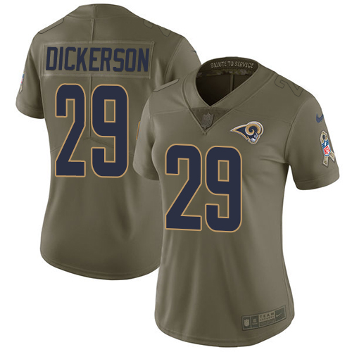 Nike Rams #29 Eric Dickerson Olive Women's Stitched NFL Limited Salute to Service Jersey